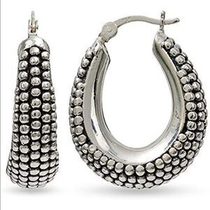 - 925 Sterling Silver Antique Style Hoop Earrings